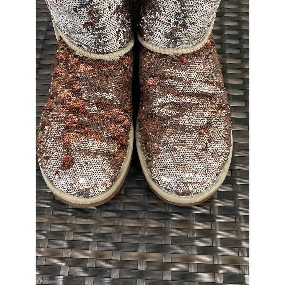 UGGs Sequins silver bronze gold boots size 9